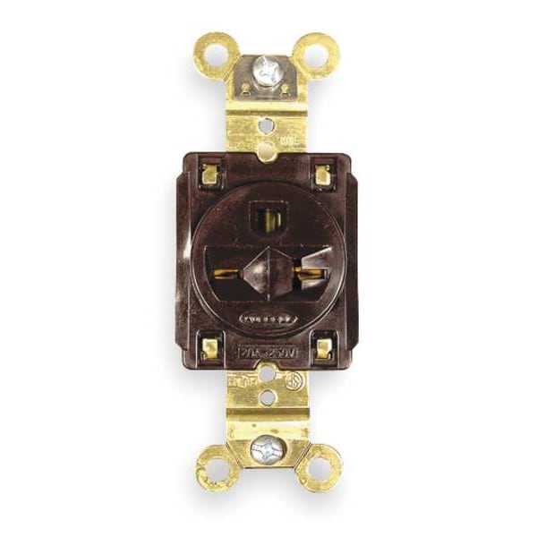Hubbell Receptacle, 20 A Amps, 250V AC, Flush Mount, Single Outlet, 6-20R, Brown - HBL5461