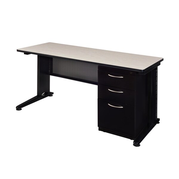 Fusion Pedestal Desk Desks > Pedestal Desks > Fusion Single Pedestal Desks, 30 D X 29 H, 72 W X Wood|Metal - MSP7230PL