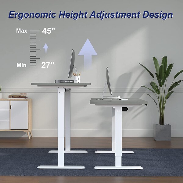 We'Re It Lift It Electric Sit Stand Desk, 46.25 H, 24 W X Laminate wood, metal, White - VL12WH4824-8827