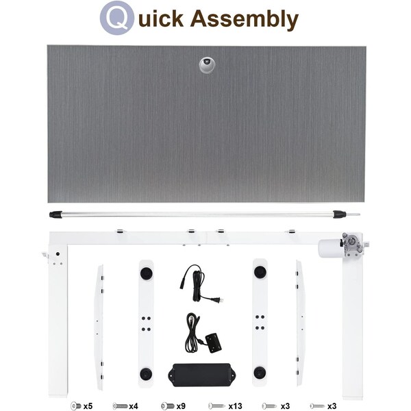 We'Re It Lift It Electric Sit Stand Desk, 46.25 H, 24 W X Laminate wood, metal, White - VL12WH4824-8827