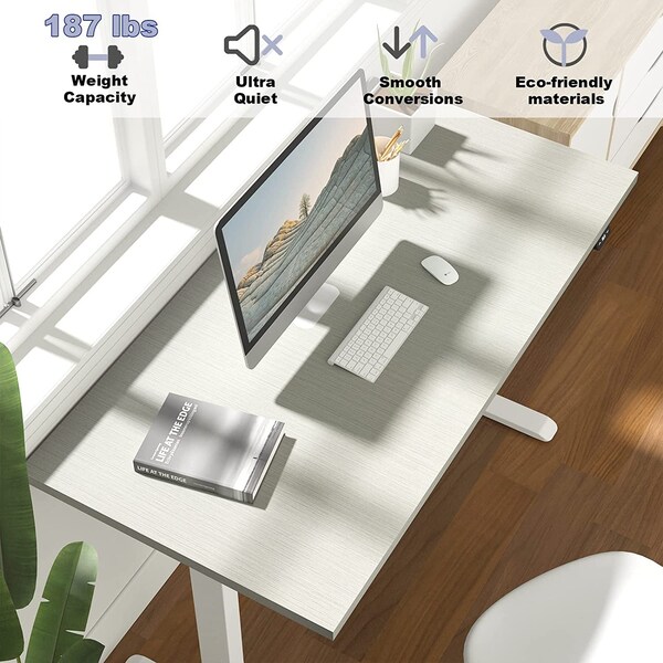 We'Re It Lift It Electric Sit Stand Desk, 46.25 H, 24 W X Laminate wood, metal, White - VL12WH4824-8827