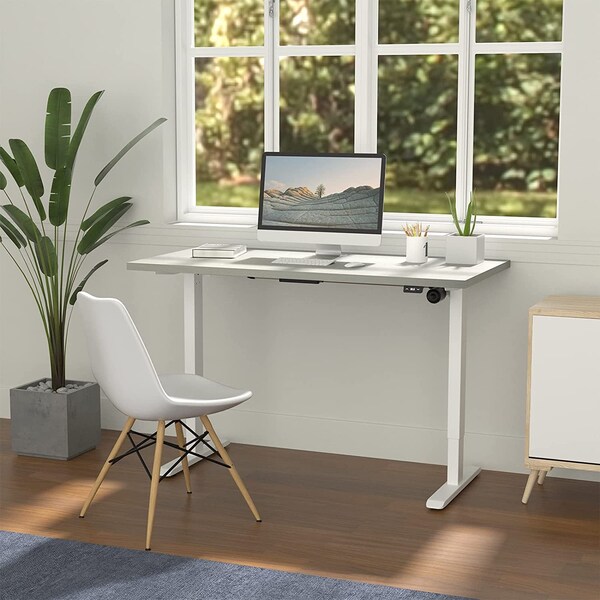 We'Re It Lift It Electric Sit Stand Desk, 46.25 H, 24 W X Laminate wood, metal, White - VL12WH4824-8827
