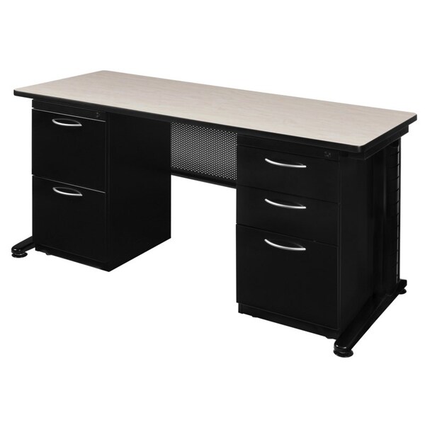 Fusion Pedestal Desk Desks > Pedestal Desks > Fusion Double Pedestal Desks, 24 D X 29 H, 66 W X Wood|Metal - MDP6624PL