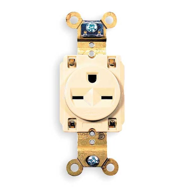 Hubbell Receptacle, 15 A Amps, 250V AC, Flush Mount, Single Outlet, 6-15R, Ivory - HBL5661I