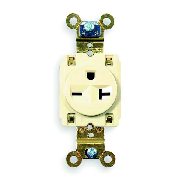 Hubbell Receptacle, 20 A Amps, 250V AC, Flush Mount, Single Outlet, 6-20R, Ivory - HBL5461I
