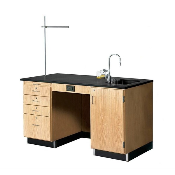 Diversified Spaces Teachers Desk Instructors Desk, Fxtrs, 60"x30"x36", Oak, 30" D X 36" H, 60" W X Red Oak, Oak - 1216K-R