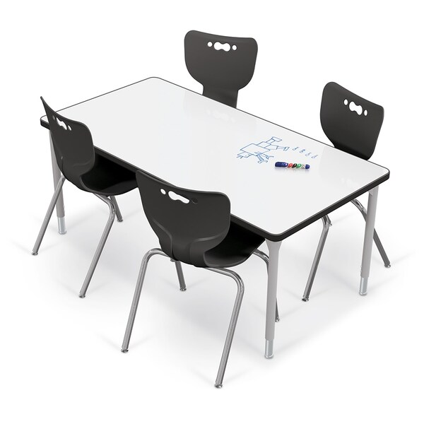 Mooreco Porcelain Desktop, 30x60 Hierarchy Table with Platinum Direct Mount Shapes Legs - 70525