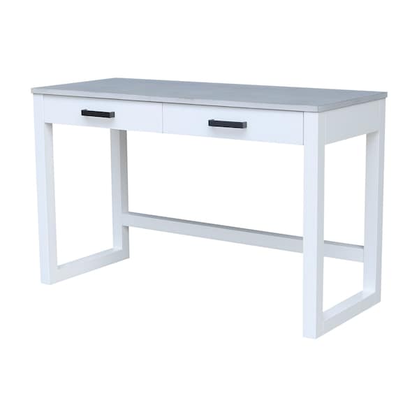International Concepts Carson Solid Wood Desk with 2 Drawers and Chair - Chalk/White - K128-71-C220
