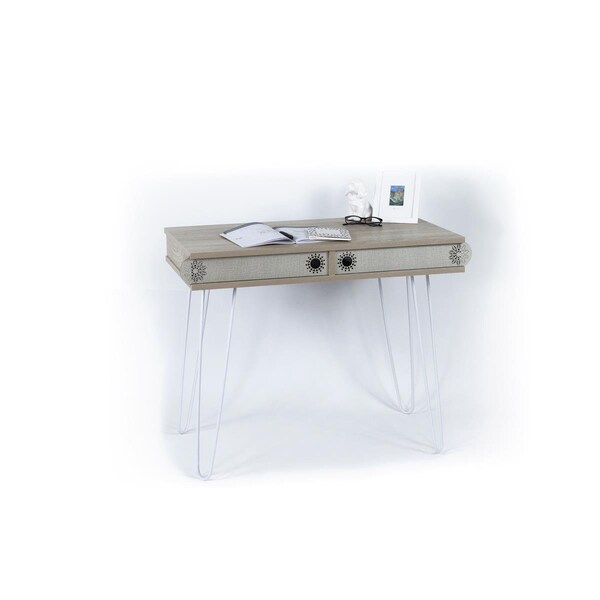 Homedora Zillia Desk, Oak & White - HD-ON45RF-ILL-MT190622