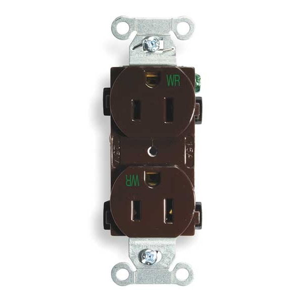 Hubbell 15A Duplex Receptacle 125VAC 5-15R BN - BR15WR