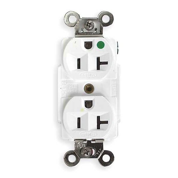 Hubbell 20A Duplex Receptacle 125VAC 5-20R WH - HBL8300W