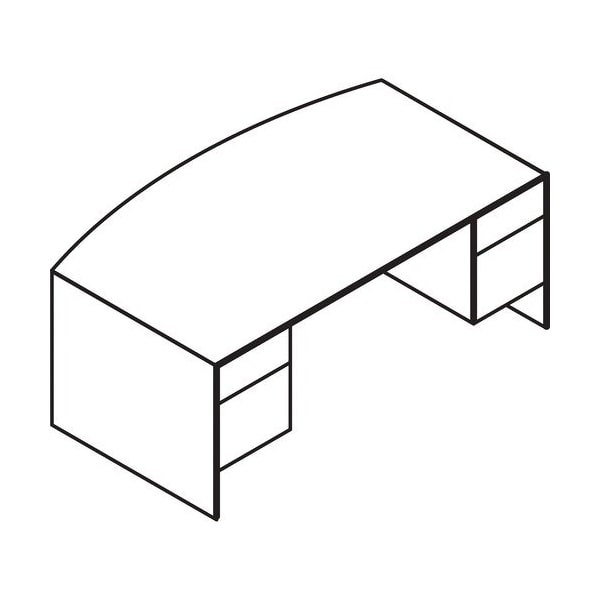 Groupe Lacasse Desk, Dble Ped, Bow, SS Handle, B/F, 72inx42inx29in, Sahara - LAS4XF4272FRR
