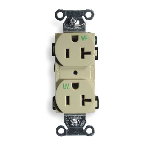 Hubbell 20A Duplex Receptacle 125VAC 5-20R IV - BR20IWR
