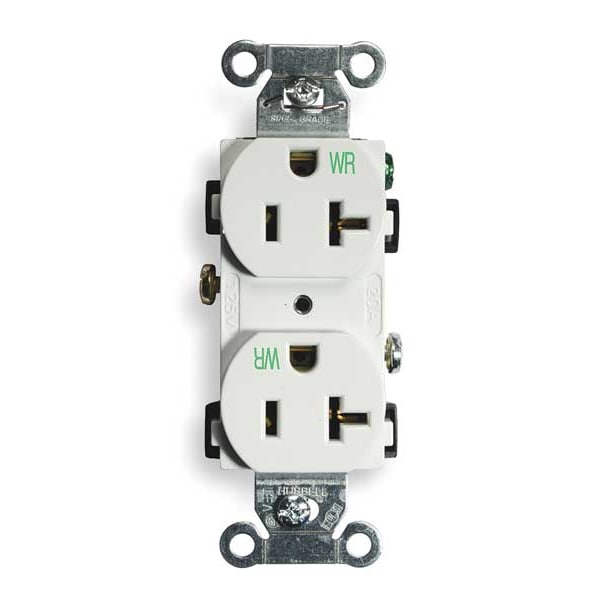 Hubbell 20A Duplex Receptacle 125VAC 5-20R WH - BR20WHIWR