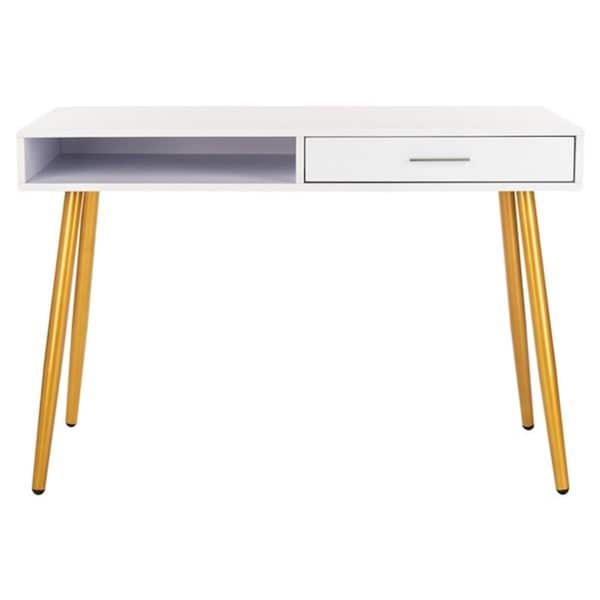 Safavieh Jorja 1 Drawer 1 Shelf Desk, White & Gold - DSK2200C