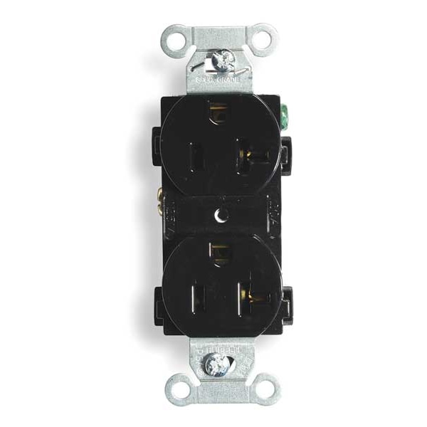 Hubbell 20A Duplex Receptacle 125VAC 5-20R BK - BR20BLKWR