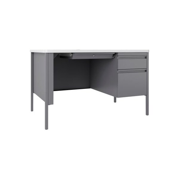Lorell Lorell Fortress Steel Teachers Desk - 48" x 30" - White/Platinum - LLR66940