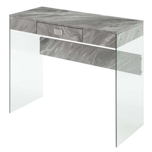 Convenience Concepts 36 in. SoHo Glass Desk, Gray Marble - HI2540346