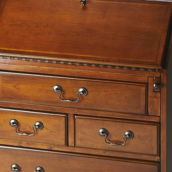 Homeroots 38 x 25.5 x 14 in. Olive Ash Burl Secretary Desk - 389424