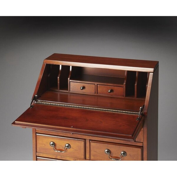 Homeroots 38 x 25.5 x 14 in. Olive Ash Burl Secretary Desk - 389424