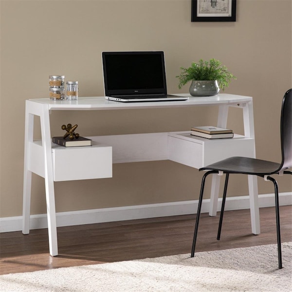 Gfancy Fixtures Metallic White Modern Writing Desk - GF3108640