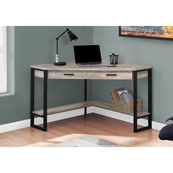 Daphnes Dinnette 42 in. Taupe Reclaimed Wood Corner Computer Desk - DA3071192