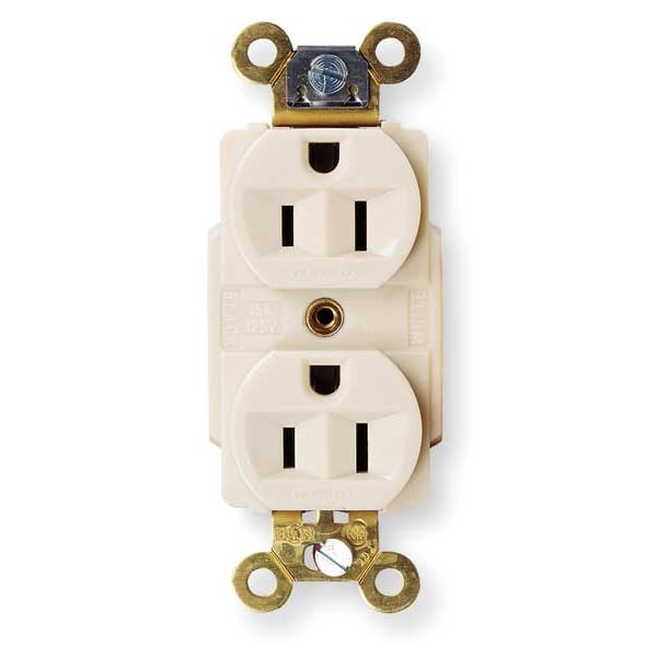 Hubbell 15A Duplex Receptacle 125VAC 5-15R WH - HBL5262W