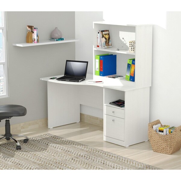 Homeroots Curved Top Desk - Melamine and Engineered wood - 249797
