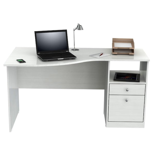 Homeroots Curved Top Desk - Melamine and Engineered wood - 249797
