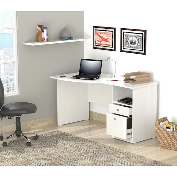 Homeroots Curved Top Desk - Melamine and Engineered wood - 249797