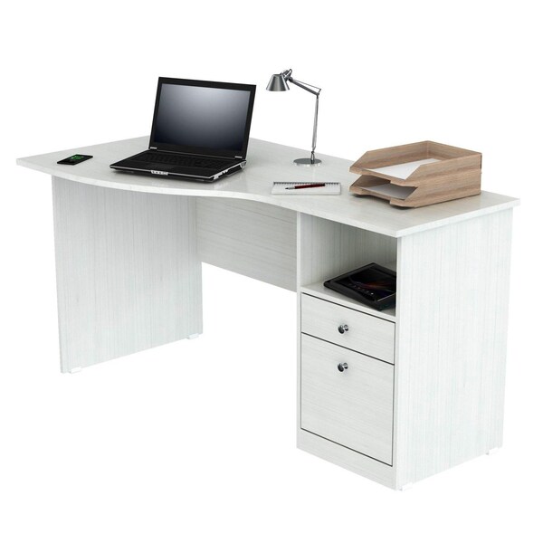 Homeroots Curved Top Desk - Melamine and Engineered wood - 249797