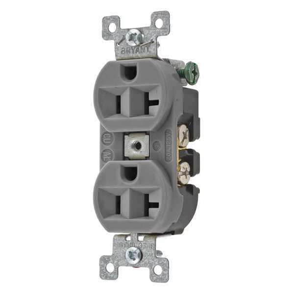 Zoro Select 20A Duplex Receptacle 125VAC 5-20R GY - 5362BGRY