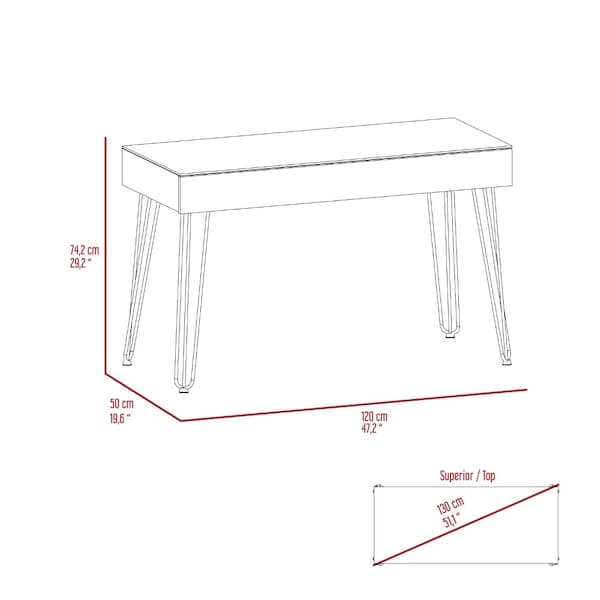 Tuhome 19.6 in. D X 29.2 in. H, 47.2 in. W X Laminate, Brown - ELG5971