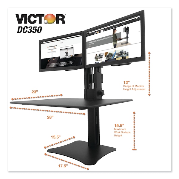 Victor Desks, 23" D X 15.5" H, 28" W X Laminated Wood, Black - DC350A