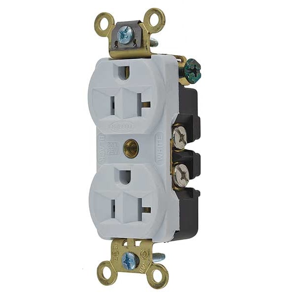 Hubbell 20A Duplex Receptacle 125VAC 5-20R WH - HBL5352W