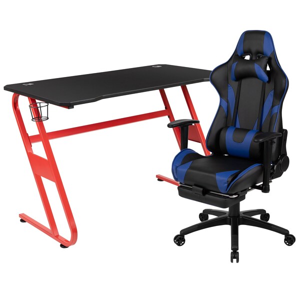 Flash Furniture Red Gaming Desk-Cup Holder/Reclining Chair Set - BLN-X30RSG1030-BL-GG