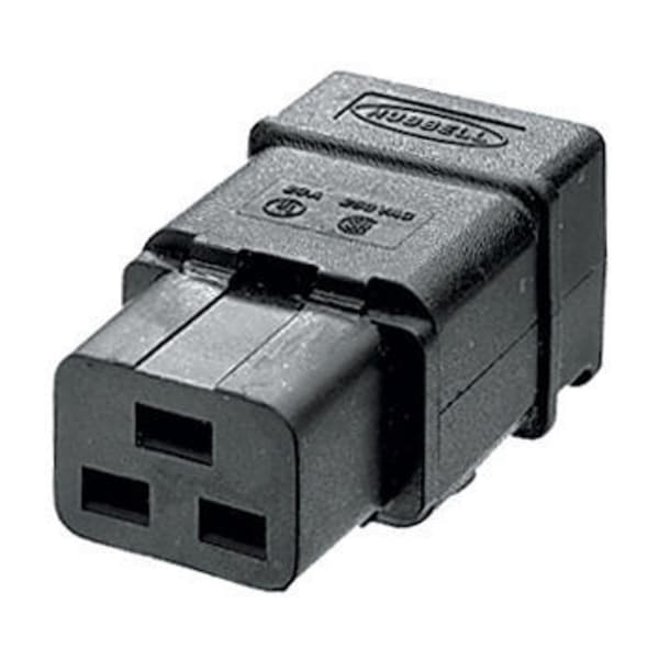 Hubbell Wiring Device-Kellems Straight Blade Devices, IEC 320 Devices, Female Connector, 16A 250V, International Rated, Pressure Screw Terminal, Black, Single Pack - H320C
