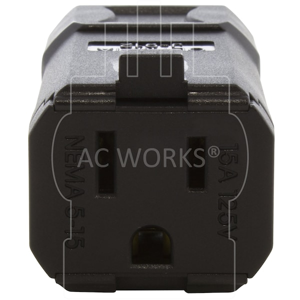 Ac Works NEMA 5-15R 15A 125V Clamp Style Square Household Female Connector with UL, C-UL Approval in Black - ASQ515R-BK
