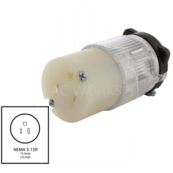 Ac Works NEMA 5-15R 15A 125V Household Outlet with Power Indicator UL, C-UL Approval - AS515RL
