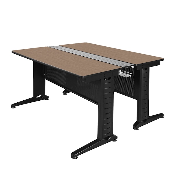 Regency Fusion 2 Person Bench Workstation, 48 in W X Wood, Metal, Noble Oak - MFB4858NO