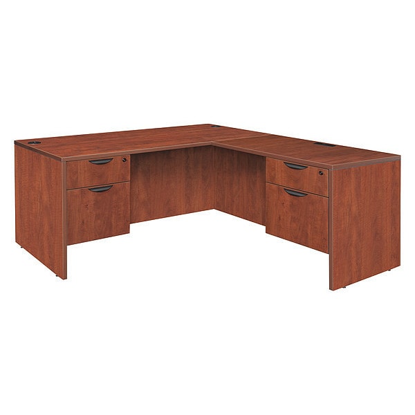 Legacy Pedestal Desk L-Shape Desk, 77" D X 29" H, 66" W X Melamine Laminate, Cherry - LLD663047CH