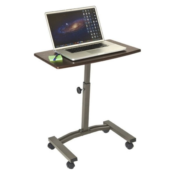 Zoro Select Computer Desk Mobile Desk Cart, 16" D X 20.5" to 33" H, 24" W X Medium Density Fiberboard, Walnut - WEB162
