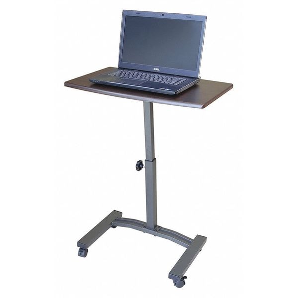 Zoro Select Computer Desk Mobile Desk Cart, 16" D X 20.5" to 33" H, 24" W X Medium Density Fiberboard, Walnut - WEB162