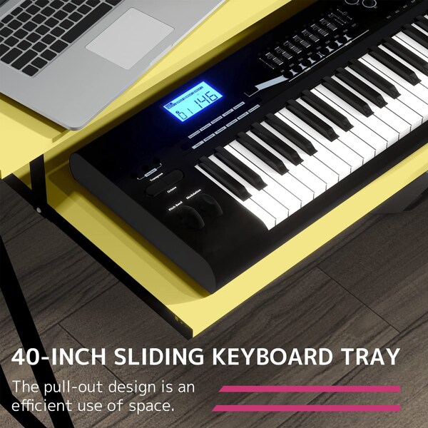 Acme Wooden Top Music Recording Studio Desk in Yellow and Black - ER-026YL