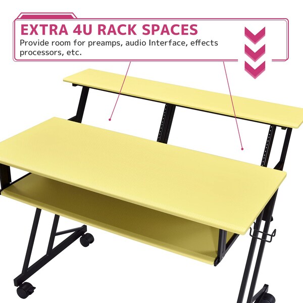 Acme Wooden Top Music Recording Studio Desk in Yellow and Black - ER-026YL