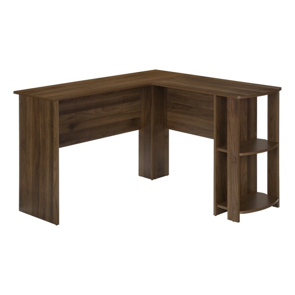 Monarch Specialties Computer Desk, Home Office, Corner, Storage Shelves, 48 in.L, L Shape, Work, Laptop, Brown Laminate - I 7721