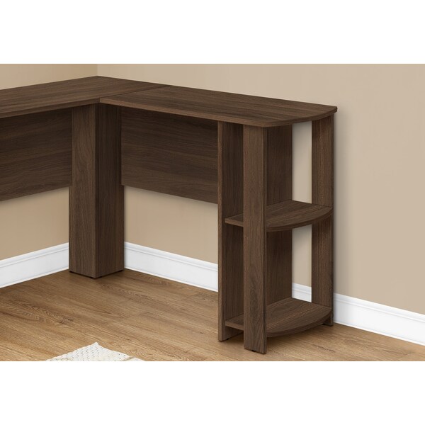 Monarch Specialties Computer Desk, Home Office, Corner, Storage Shelves, 48 in.L, L Shape, Work, Laptop, Brown Laminate - I 7721