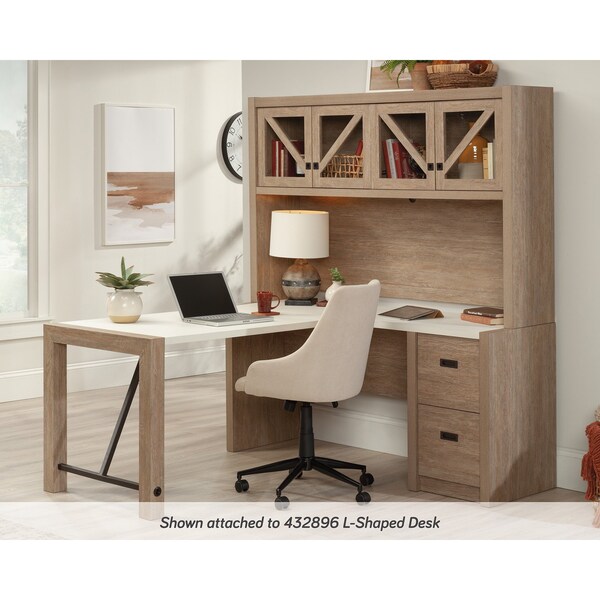 Sauder 12.76 in D X 42.24 in H, 65.98 in W X Engineered wood, Glass - 432895