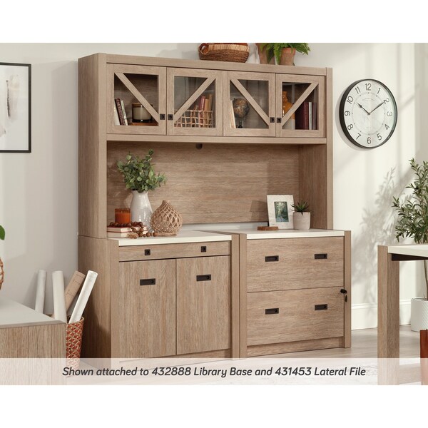 Sauder 12.76 in D X 42.24 in H, 65.98 in W X Engineered wood, Glass - 432895
