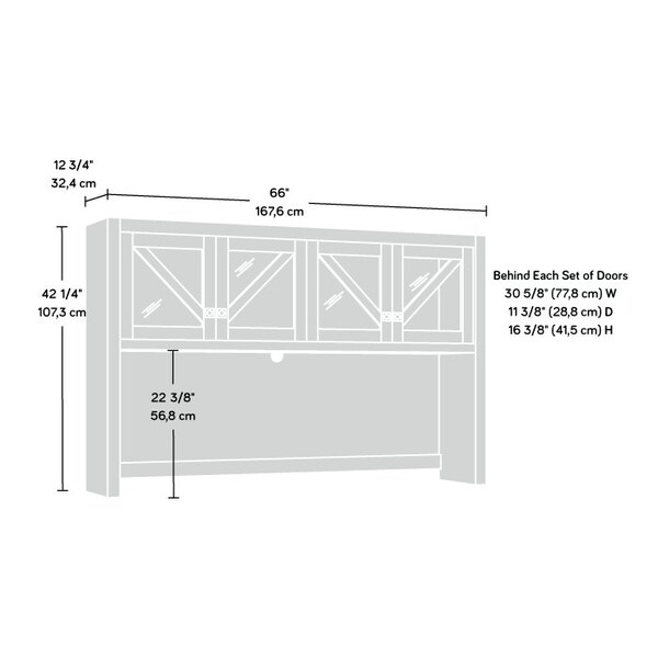 Sauder 12.76 in D X 42.24 in H, 65.98 in W X Engineered wood, Glass - 432895